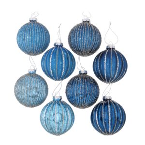 Bolas de Navidad cristal azul plata
