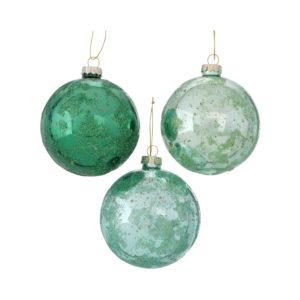 Bolas de Navidad cristal verde purpurina